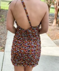 OO Boutique Asymmetrical Mini Dress (Floral Daisy)