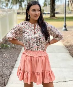 OO Boutique Lace Trim Blouse (Floral Eyelet)