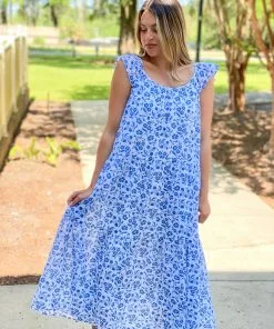 Olivia James The Label Milly Dress (Picnic Floral Blueberry)