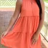 OO Boutique Dresses Tiered Halter Dress (Orange)