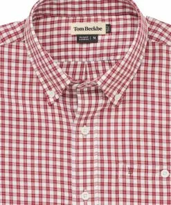 Tom Beckbe Tops Cotton Lawn Shirt (Garnet/Ecru)