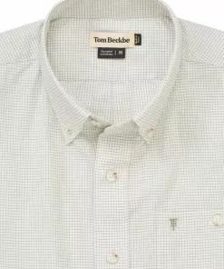 Tom Beckbe Cotton Lawn Shirt (Green/Ecru) Tops
