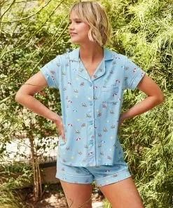 The Cat's Pajamas Positano Pima Knit Short Set Bottoms