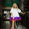 Queen Of Sparkles Feather Bottom Button Dress