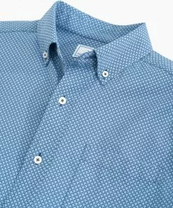 Southern Tide Sunrise Intercoastal Short Sleeve Button Down (Seven Seas Blue) Tops