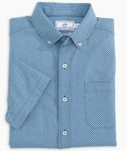 Southern Tide Sunrise Intercoastal Short Sleeve Button Down (Seven Seas Blue) Tops