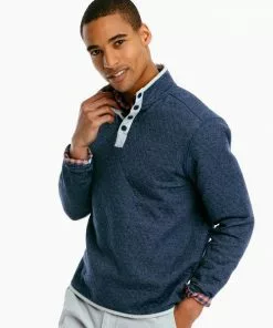 Southern Tide Tiller Heather Quarter Zip (Heather True Navy)
