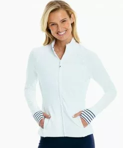 Southern Tide Tops Viviette Performance Full Zip (Classic White)