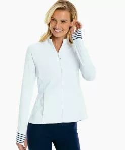 Southern Tide Tops Viviette Performance Full Zip (Classic White)